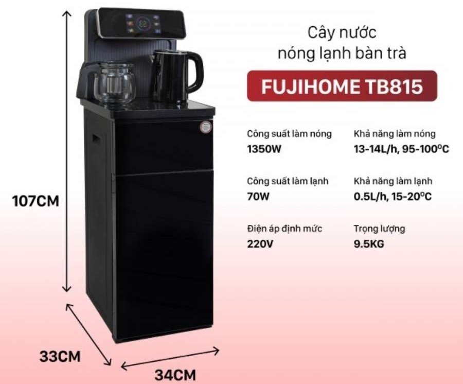 cây nước nóng lạnh fujihome tb815 kết hợp bàn pha trà