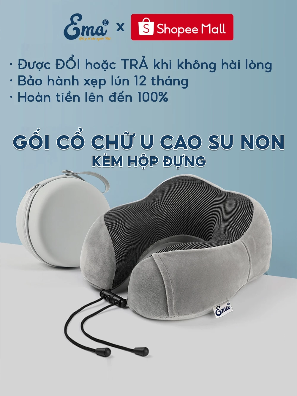 Read more about the article Gối kê cổ chữ U cao su non EMA: Trợ thủ “chống gục” mọi lúc mọi nơi ✈️😴
